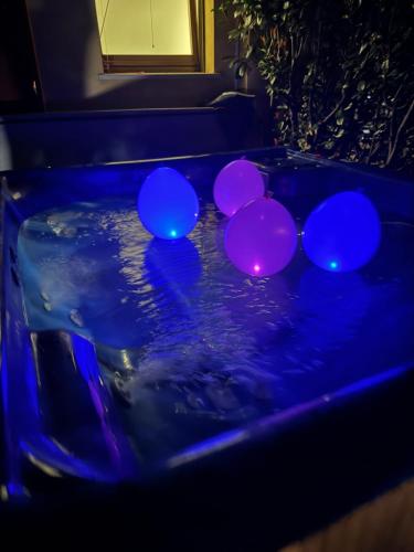 a group of purple lights in a tub of water at Hotel Fondo Catena in Ferrara