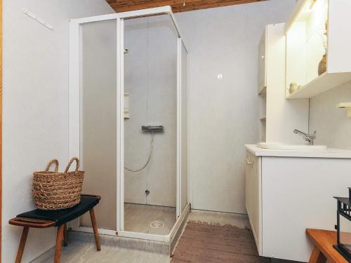 a bathroom with a shower and a sink at 4 person holiday home in Læsø in Læsø