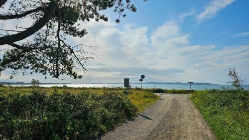a dirt road next to a field with the ocean at 8245-Knebel-Metholmvej-9 in Knebel
