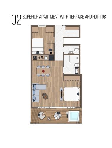 Půdorys ubytování Gora Luxury Apartments