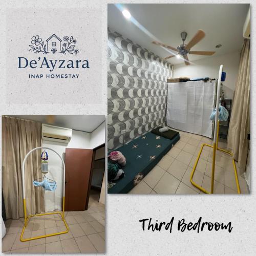 a living room with a ceiling fan and a third room at DeAyzara Inap Homestay in Sandakan