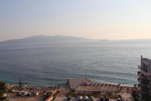 a view of the ocean from a building at Franklin Rooms in Sarandë