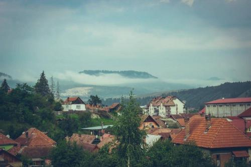 a view of a town with houses and roofs at Casa Daya in Topliţa
