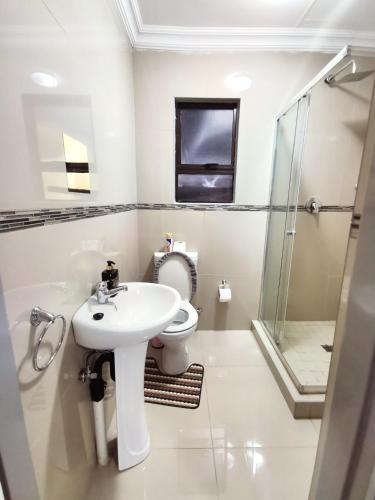 a bathroom with a sink and a toilet at Blackpony Guesthouse in Kriel