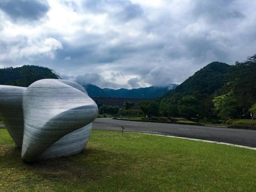 a sculpture of a boat on the side of a road at Hatake no Oyado - Vacation STAY 74494v in Takeda