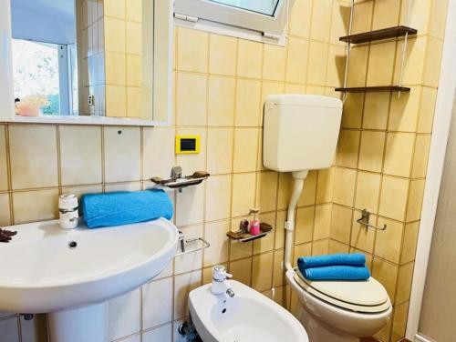 ビビオーネにあるLovely villa with spacious gardenのトイレと洗面台付きのバスルーム