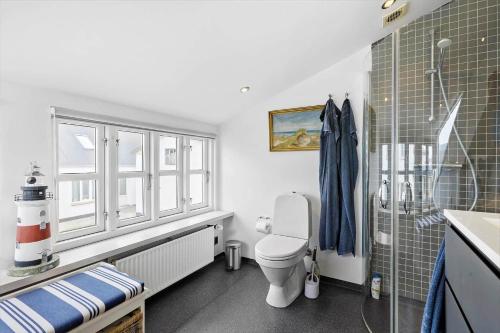 a bathroom with a toilet and a window at LK1926-Lokken-Vittrupsvej-1 in Løkken