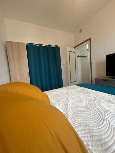 Ένα ή περισσότερα κρεβάτια σε δωμάτιο στο Appartement Roanne proche hopital