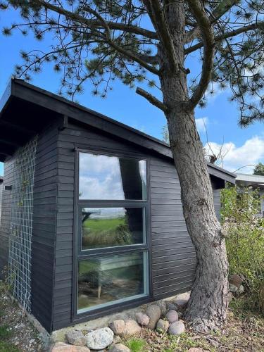 a tiny house with a window next to a tree at 18007-Holbaek-Fjorddalsvej-27 in Holbæk