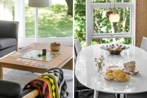 a dining room table with a bowl of food on it at 8995-Orsted-Alsikevej-9 in Ørsted