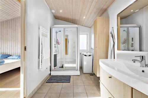 a bathroom with a shower and a sink at 1158-N-Liseleje-Rugskellet-9 in Liseleje