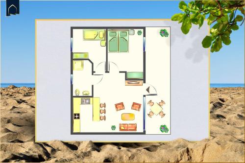 a floor plan of a condo on the beach at Ferienanlage Bansin Seepferdchen 5 in Bansin