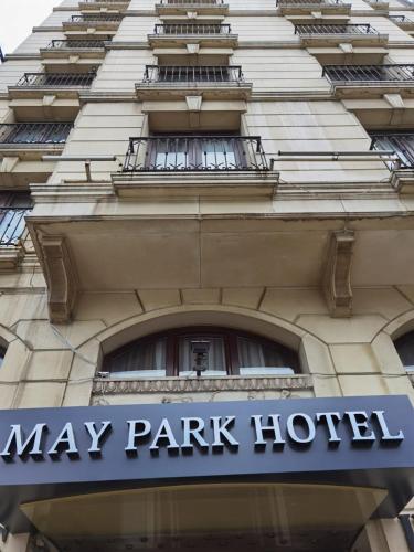 a may park hotel sign on the side of a building at May park HOTEL in Izmir