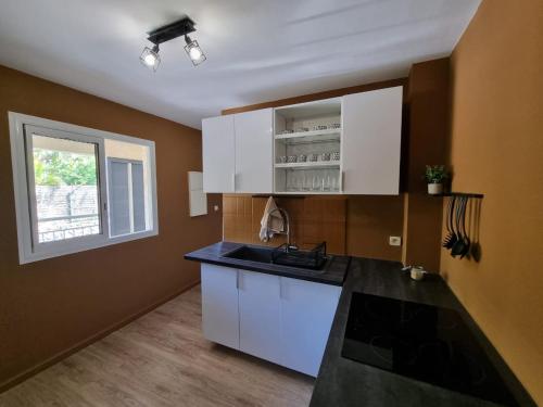 Kuchyň nebo kuchyňský kout v ubytování La Parenthèse exotique, duplex cosy à deux pas du lagon