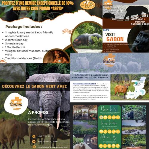 a collage of pictures of animals and a website at AS Guest House in Libreville