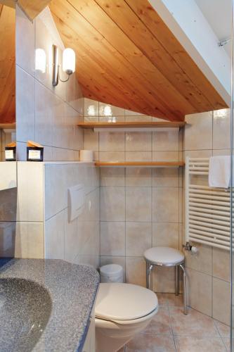 a bathroom with a toilet and a sink at Dominic A in Saas-Fee