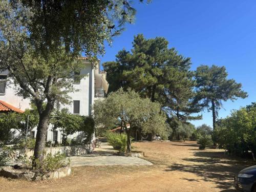 a white house with trees in front of it at Art.Villa.Nike in Kinira