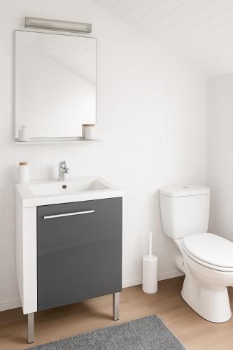 a bathroom with a toilet and a sink and a mirror at Charmant Studio - Centre Dax in Dax