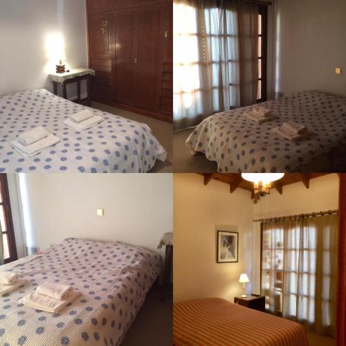 Cuatro imágenes diferentes de una cama en una habitación. en Casa Recalada 5 dormitorios, en Monte Hermoso
