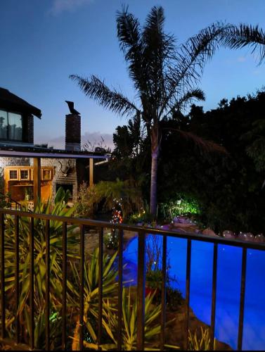a view from a balcony of a house with a palm tree at Hidden Gem RUWARI in Cape Town