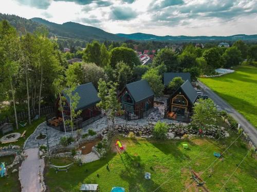an aerial view of a house with a garden at Stodoły Karkonoskie in Podgórzyn
