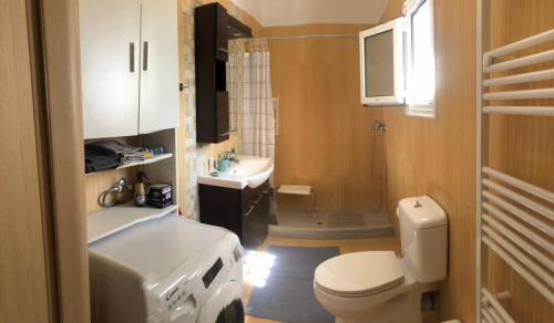 een badkamer met toilet en wastafel bij Kallimasia Chios - Iraklis House in Kallimasiá