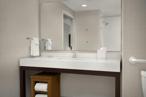 a bathroom with a white sink and a mirror at Courtyard by Marriott El Paso East/I-10 in El Paso