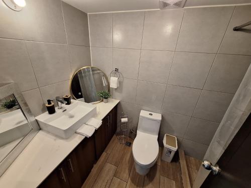 Bilik mandi di Beautiful apartment, amazing views, comfortable