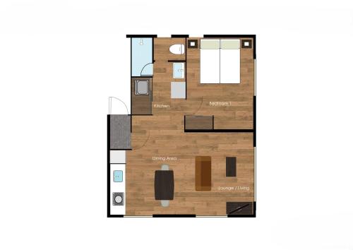 aometric view of a floor plan of a room at SnowDog Village in Niseko