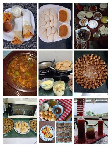 a collage of pictures of different food items at Eja Homestay Falsima in Almora