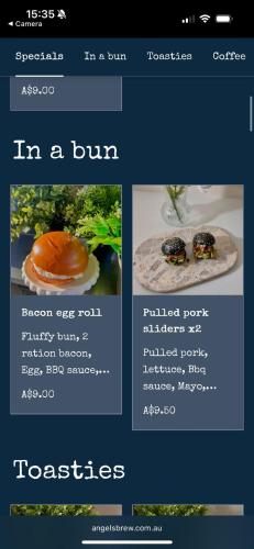 a screenshot of a menu for a food website at Quest Burwood East in Burwood