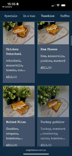 a screenshot of a menu for a restaurant at Quest Burwood East in Burwood