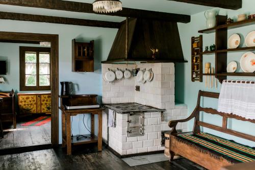 Dapur atau dapur kecil di Starodawna Chata - Baba