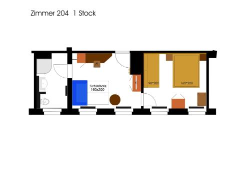 a floor plan of a small house illustration at Hotel Garni Pegnitz # Schlabecks Fränkischer Hof in Pegnitz