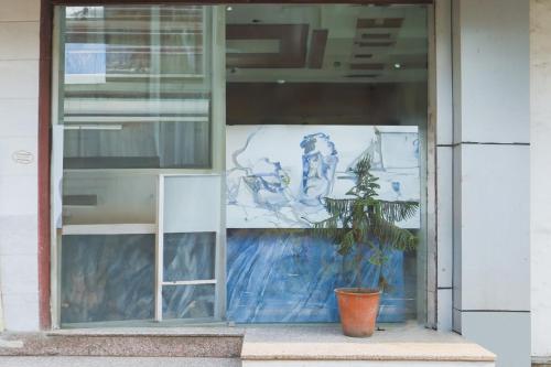 a window with a potted plant in front of it at Super Hotel O Parao Formerly Cozy Inn in Ajmer