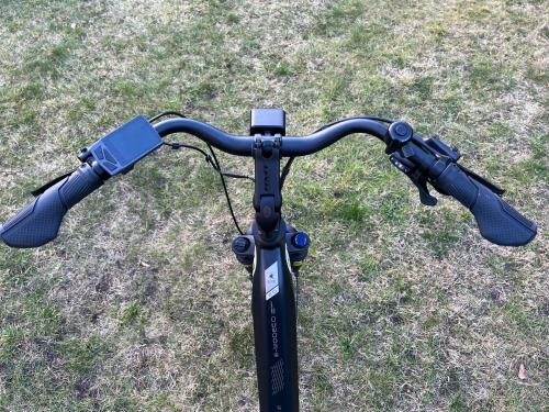 a bike with two horns on the grass at Rybacka 48 - Twoje miejsce wypoczynku, domki, studia, apartamenty, rowery, hulajnogi in Jantar