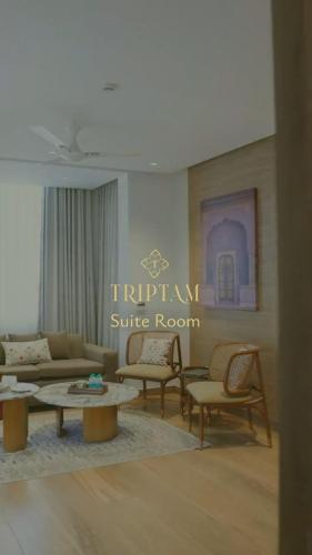 Coin salon dans l'établissement Triptam Vrindavan