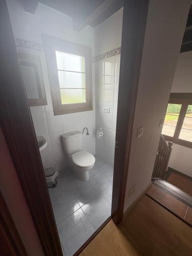 Posada de LlanesにあるApartamentos Daniのトイレと窓のあるバスルーム