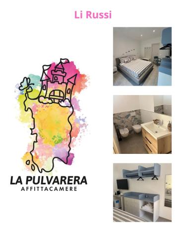 a collage of three pictures of a house at La Pulvarera in Castelsardo
