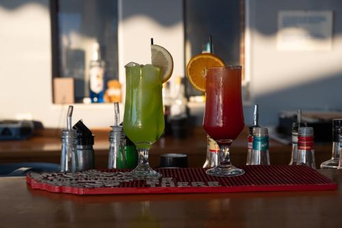 a group of drinks sitting on a table at Rethymno Mare & Water Park in Rethymno Town