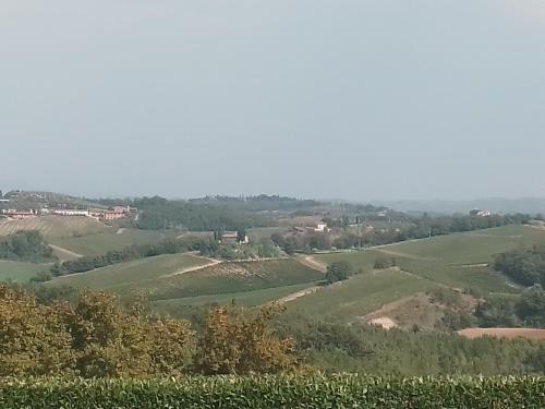 a view of the rolling hills and trees at torreprima1 in San Gimignano