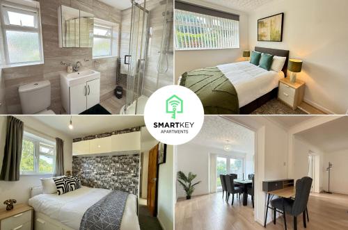 a collage of photos of a bedroom and a bathroom at 4 Bedroom spacious home with parking sleeps 9 in Hurley