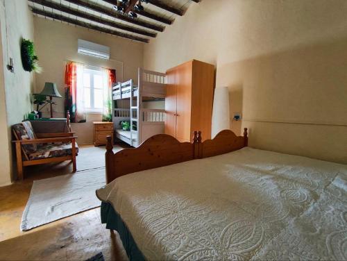 a bedroom with a large bed in a room at DC Family Home & Garden - Traditional village house in Pano Arodes