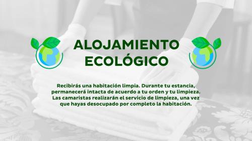 a banner of the albuquerque ecologistederation with green trees at Hotel Alhóndiga in Guanajuato
