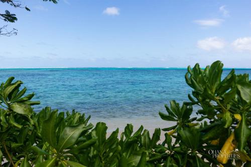 a view of the ocean from the beach at Fare Nalu - 2BR Beach Bungalow in Haapiti