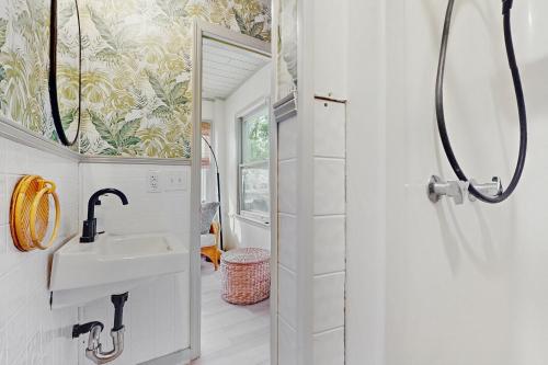 a bathroom with a sink and a shower at Entire House - Serenity in Surf City in Surf City