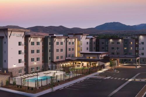 an aerial view of a hotel with a parking lot at Residence Inn by Marriott Reno South in Reno