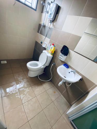 a bathroom with a toilet and a sink at Michelle Escadia Homestay 29 in Bandar Penawar