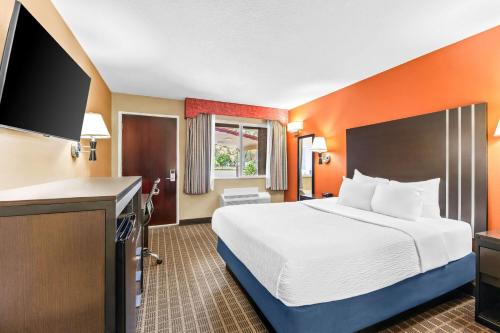 エルコにあるDays Inn by Wyndham Elkoのベッドと薄型テレビがあるホテルの部屋