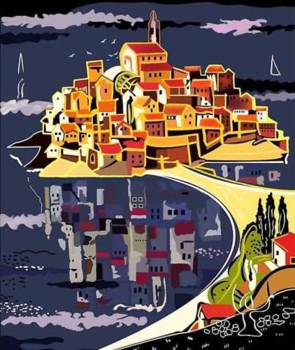 a city on an island in the water at Apartments Dragišić in Sveti Stefan